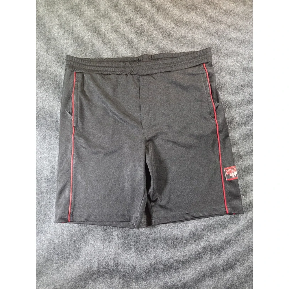 FUBU Athletics Mens XL Black Red Piping Basketball Shorts Vintage Style 92 Patch